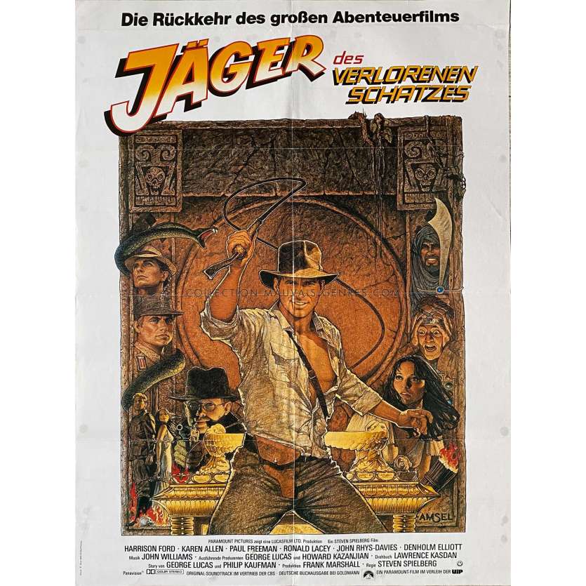 RAIDERS OF THE LOST ARK German Movie Poster- 23x33 in. - 1981/R1982 - Steven Spielberg, Harrison Ford