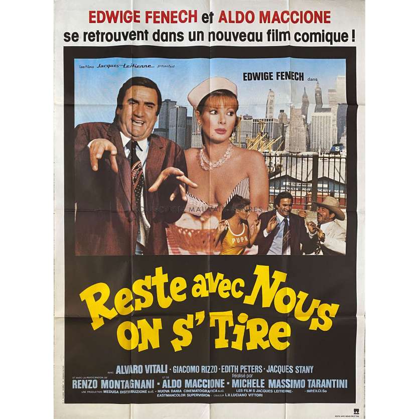RESTE AVEC NOUS ON S'TIRE Affiche de cinéma- 120x160 cm. - 1981 - Aldo Maccione, Michele Massimo Tarantini