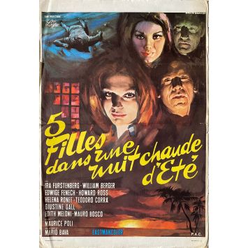FIVE DOLLS FOR AN AUGUST MOON Belgian Movie Poster- 15x21 in. - 1970 - Mario Bava, Edwige Fenech