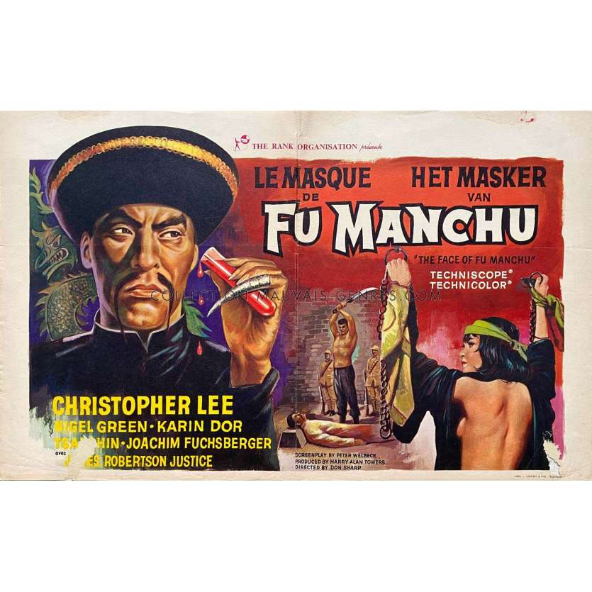THE FACE OF FU MANCHU Belgian Movie Poster- 14x21 in. - 1965 - Don Sharp, Christopher Lee