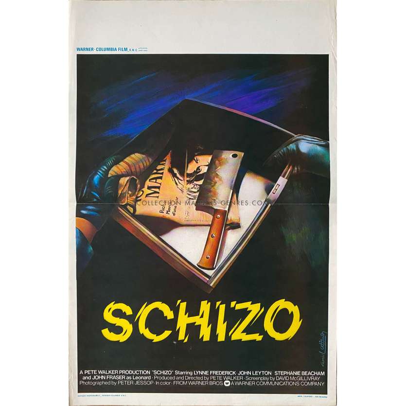 SCHIZO Belgian Movie Poster- 14x21 in. - 1976 - Pete Walker, Lynne Frederick