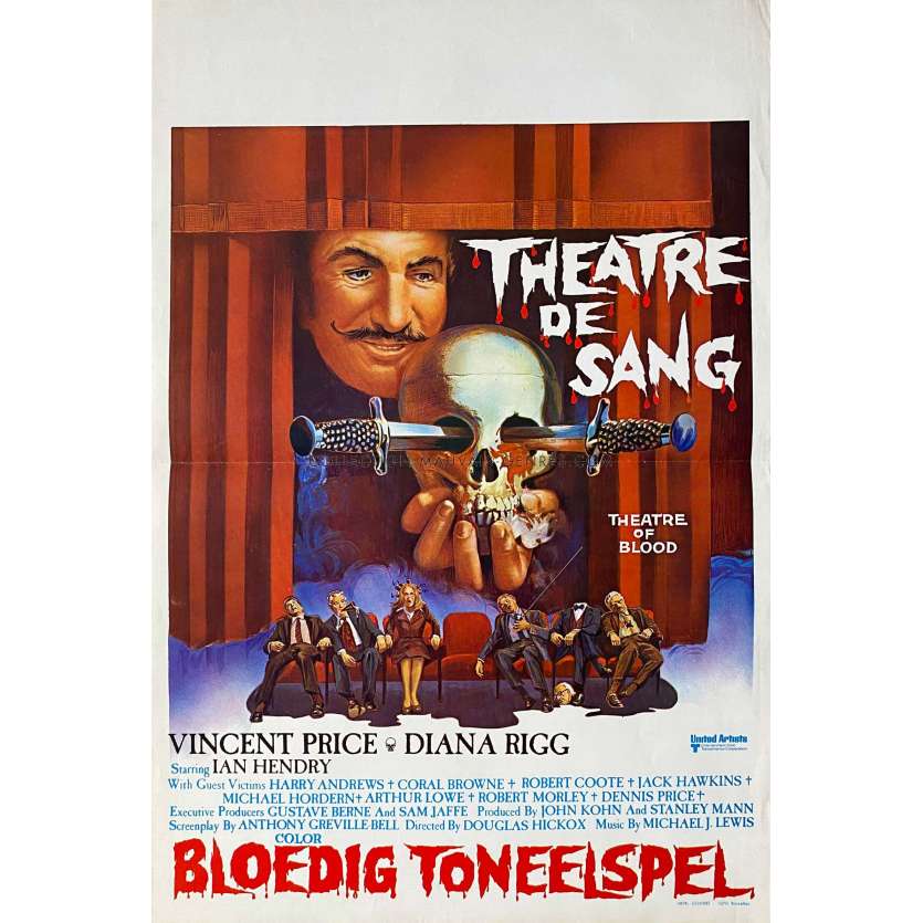 THEATER OF BLOOD Belgian Movie Poster- 14x21 in. - 1973 - Douglas Hickox, Vincent Price