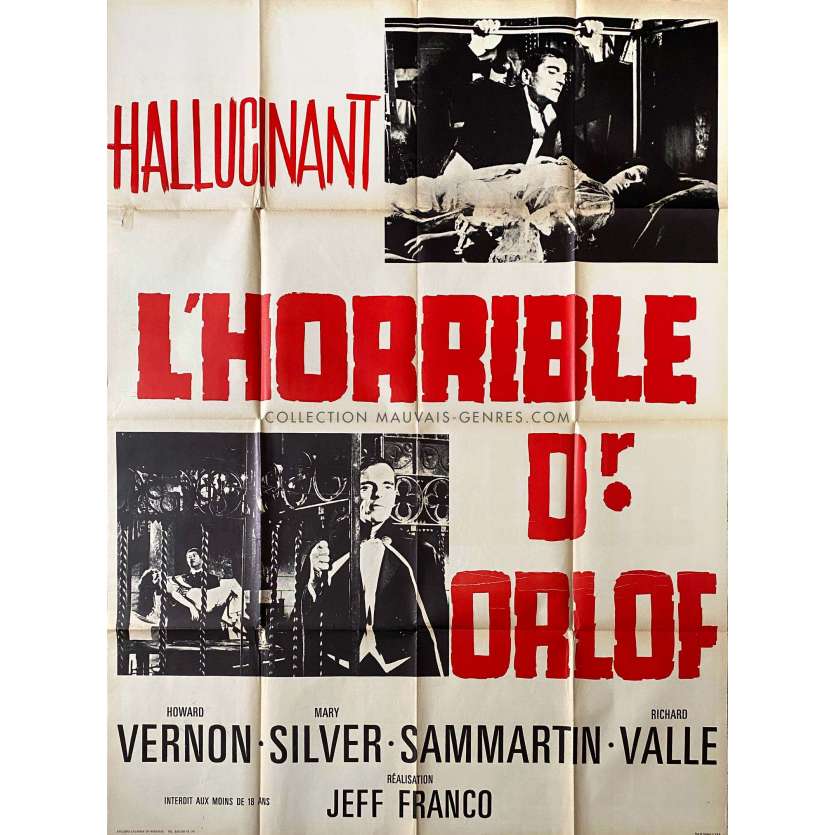 THE AWFUL DR. ORLOF French Movie Poster- 47x63 in. - 1962 - Jesús Franco, Conrado San Martín