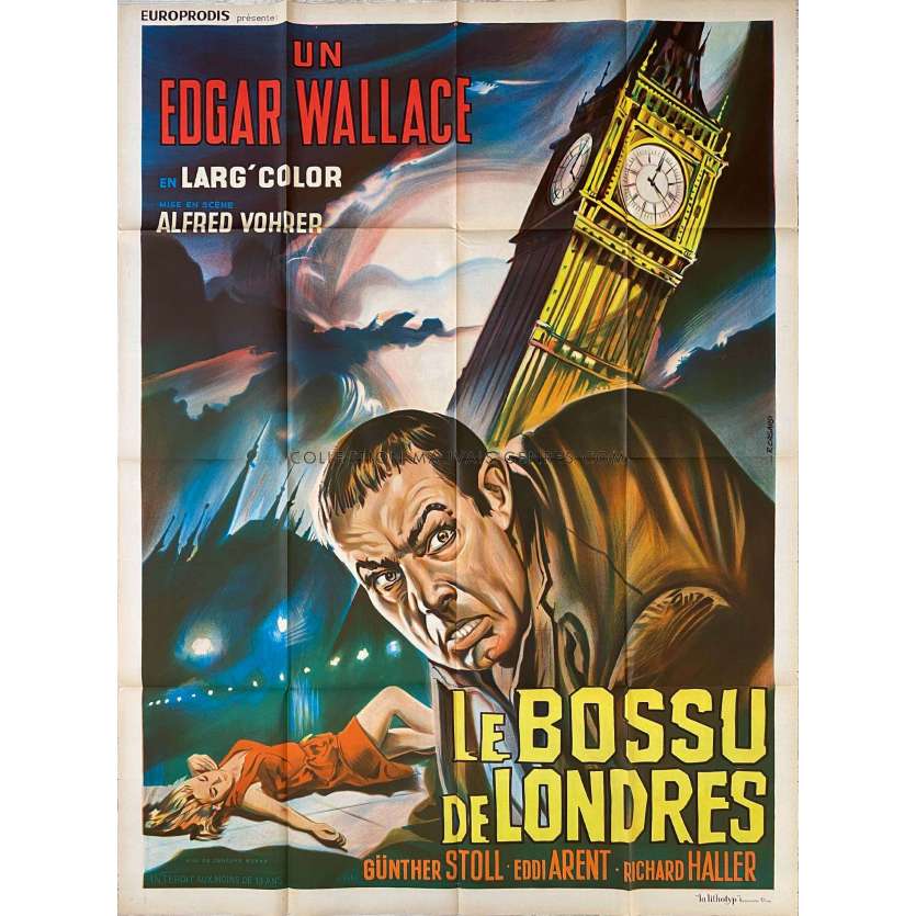 THE HUNCHBACK OF SOHO French Movie Poster- 47x63 in. - 1966 - Edgar Wallace, Günther Stoll