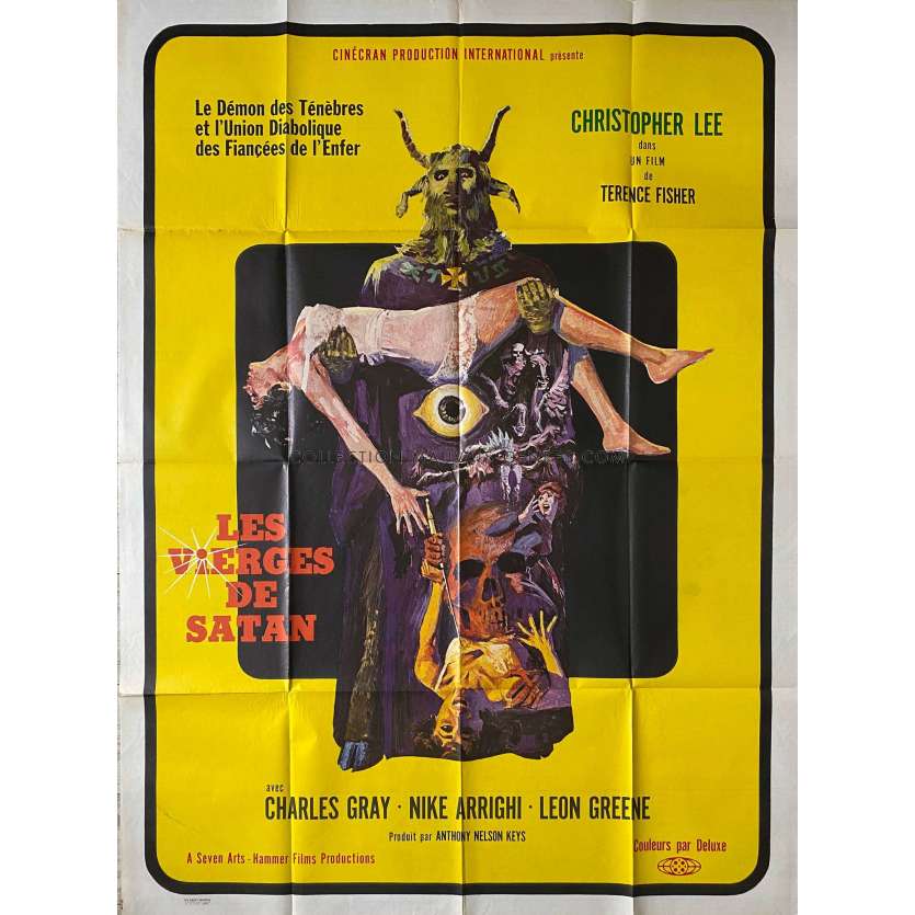 LES VIERGES DE SATAN Affiche de cinéma- 120x160 cm. - 1968 - Christopher Lee, Terence Fisher