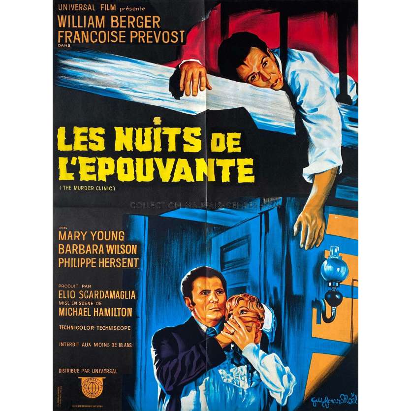 LES NUITS DE L'EPOUVANTE Affiche de cinéma- 60x80 cm. - 1966 - William Berger, Elio Scardamaglia