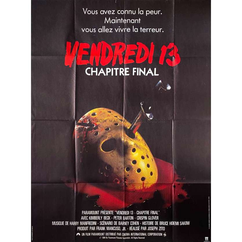 Friday THE 13TH THE FINAL CHAPTER US Movie Poster x8 - 47x63 in. - 1984 - Joseph Zito, Erich Anderson