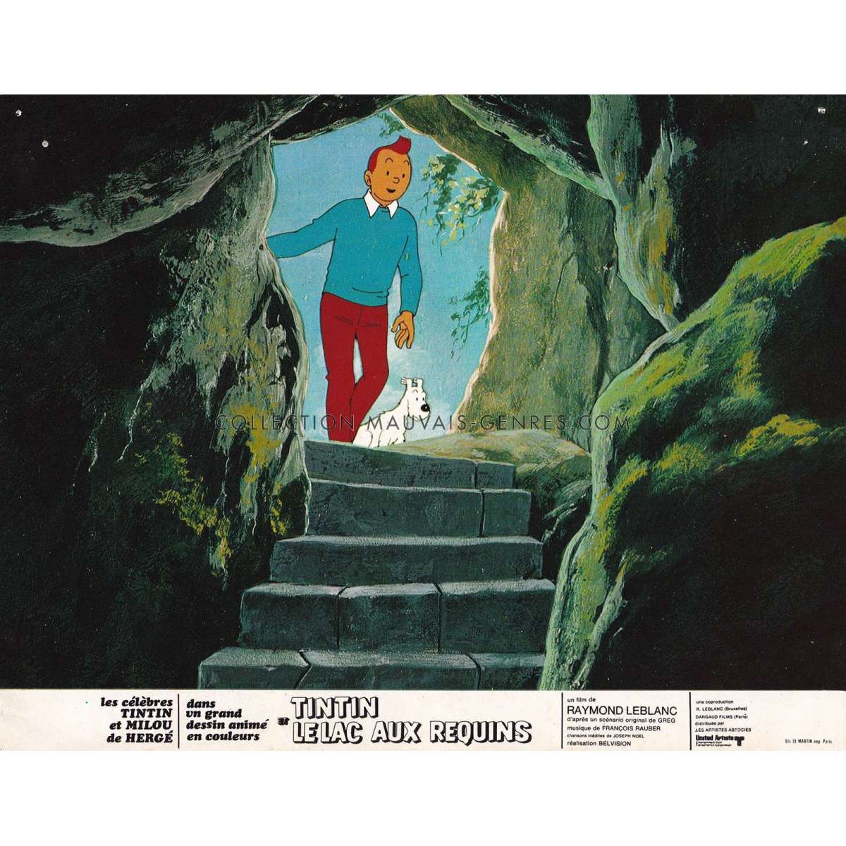 TINTIN AND THE LAKE OF SHARKS French Lobby Card N01 9x12 in. 1972