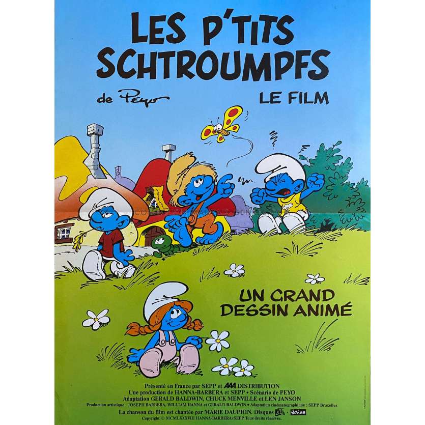 LES P'TITS SCHTROUMPFS Affiche de film- 40x54 cm. - 1988 - Albert Augier, William Hanna