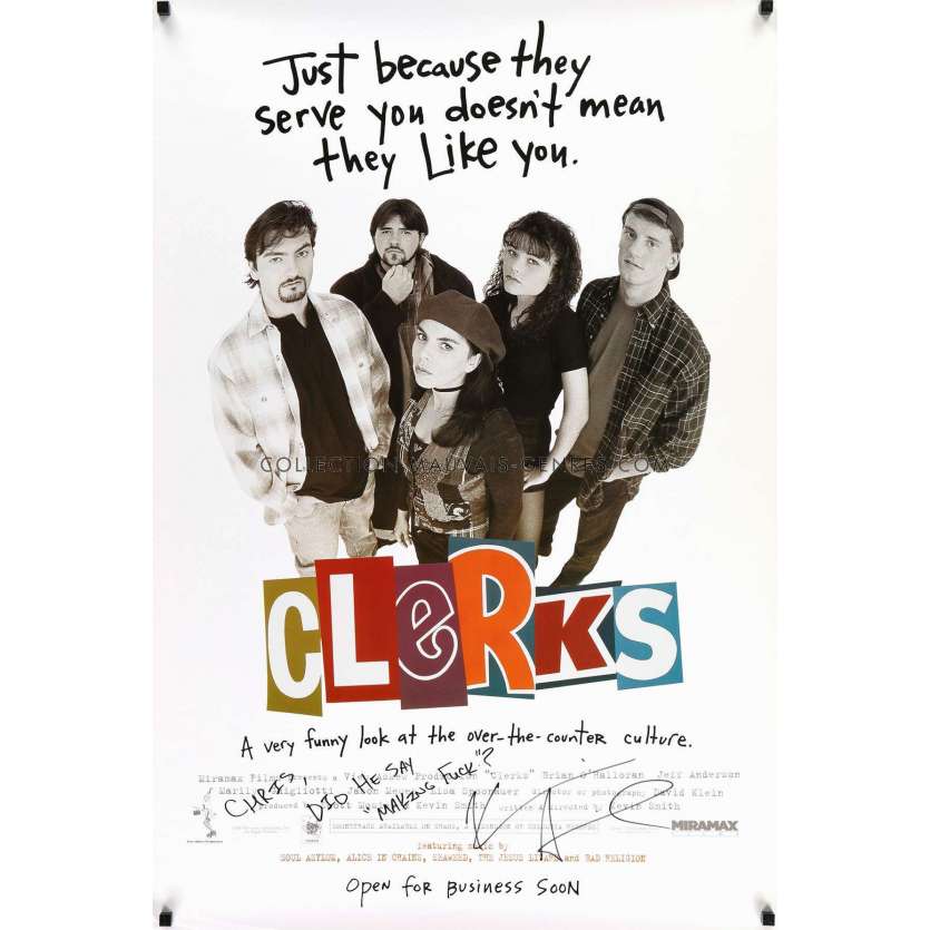 CLERKS Affiche signée  - 69x102 cm. - 1994 - Jason Mewes, Kevin Smith