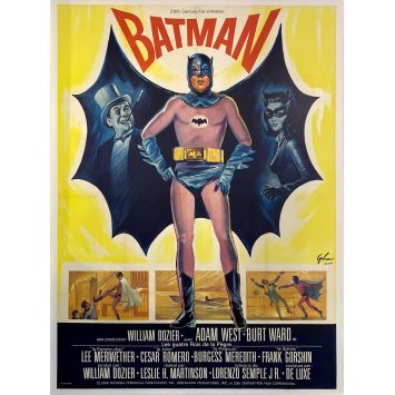BATMAN Original French Movie Poster- 47x63 in. - 1966 - Bob Kane, Adam West, DC Comics