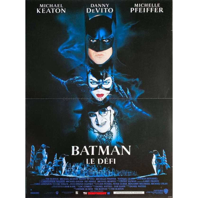 BATMAN RETURNS Movie Poster 1st - 15x21 in. - 1992 - Tim Burton, Michael Keaton