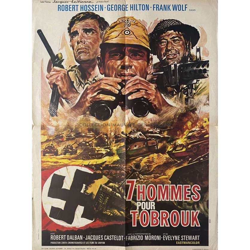 7 HOMMES POUR TOBROUK Affiche de film- 60x80 cm. - 1969 - Robert Hossein, Mino Loy