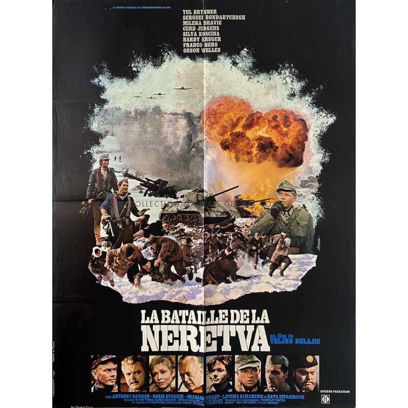 BATTLE OF NERETVA French Movie Poster- 23x32 in. - 1969 - Veljko Bulajic, Yul Brynner