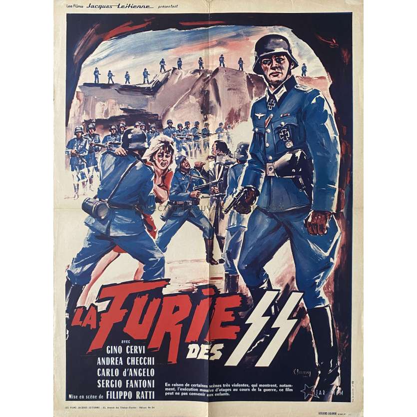 DIECI ITALIANI PER UN TEDESCO French Movie Poster- 23x32 in. - 1962 - Filippo Walter Ratti , Gino Cervi