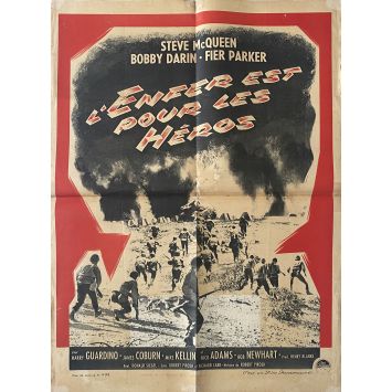 HELL IS FOR HEROES French Movie Poster- 23x32 in. - 1962 - Don Siegel, Steve McQueen