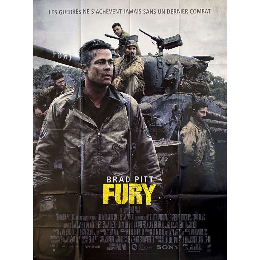 FURY French Movie Poster- 47x63 in. - 2014 - David Ayer, Brad Pitt