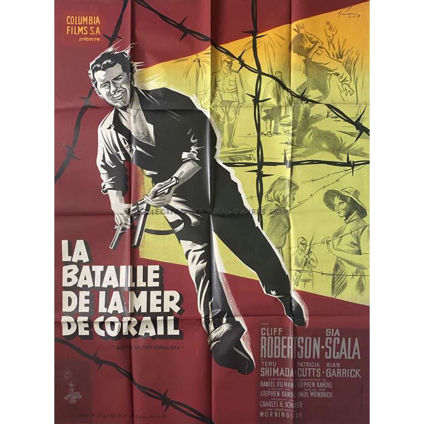 BATTLE OF THE CORAL SEA French Movie Poster- 47x63 in. - 1959 - Paul Wendkos, Cliff Robertson
