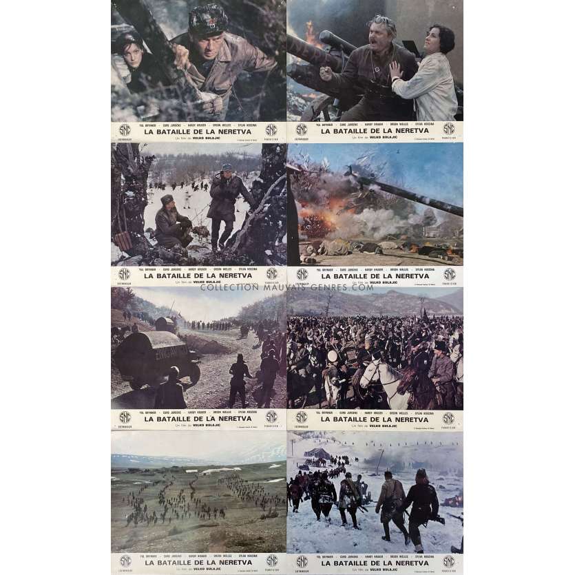 BATTLE OF NERETVA French Lobby Cards x8 - set L2 - 9x12 in. - 1969 - Veljko Bulajic, Yul Brynner