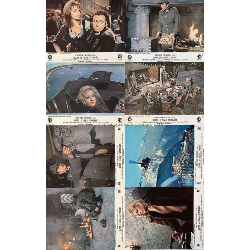 WHERE EAGLES DARE French Lobby Cards x8 - set B - 9x12 in. - 1968 - Brian G. Hutton, Clint Eastwood