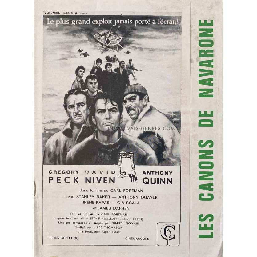 LES CANONS DE NAVARONE Synopsis 4p - 16x24 cm. - 1961 - Gregory Peck, J. Lee Thompson