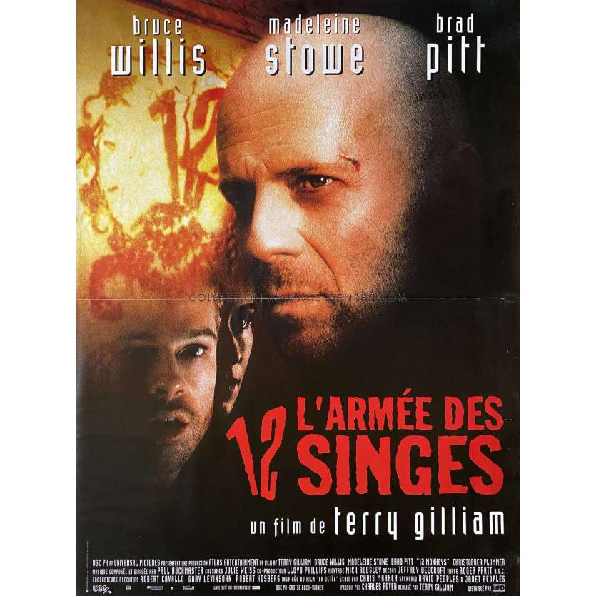 12 MONKEYS French Movie Poster- 15x21 in. - 1995 - Terry Gilliam, Bruce Willis