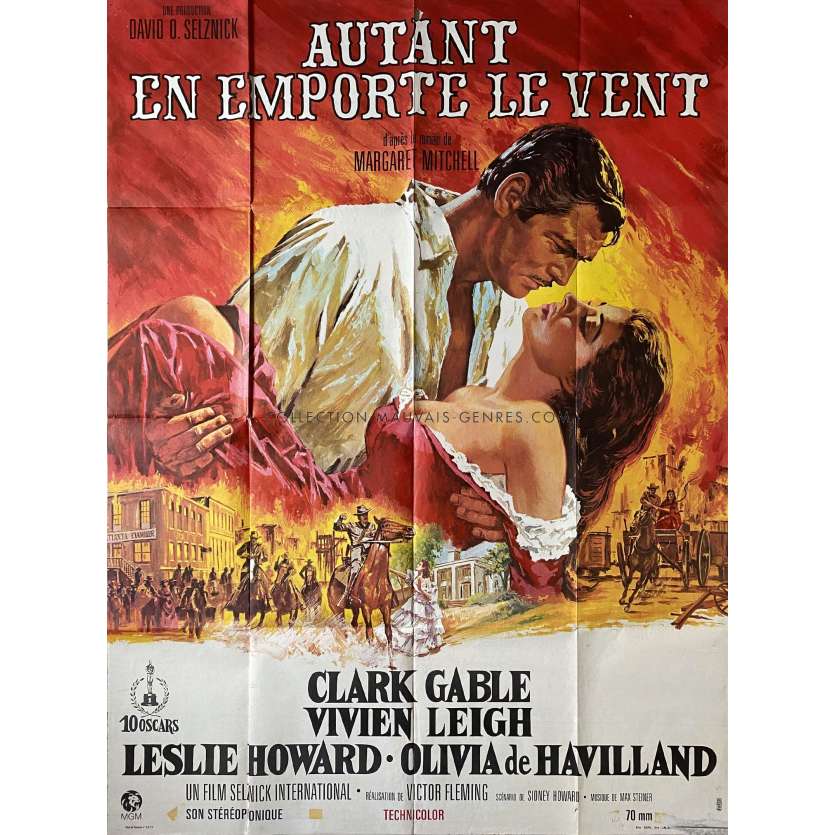 GONE WITH THE WIND French Movie Poster- 47x63 in. - 1939/R1970 - Victor Flemming, Clark Gable