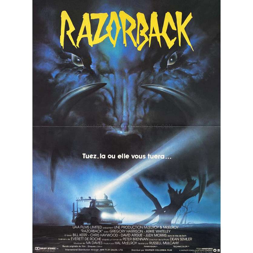 RAZORBACK French Movie Poster- 15x21 in. - 1984 - Russell Mulcahy, Gregory Harrison