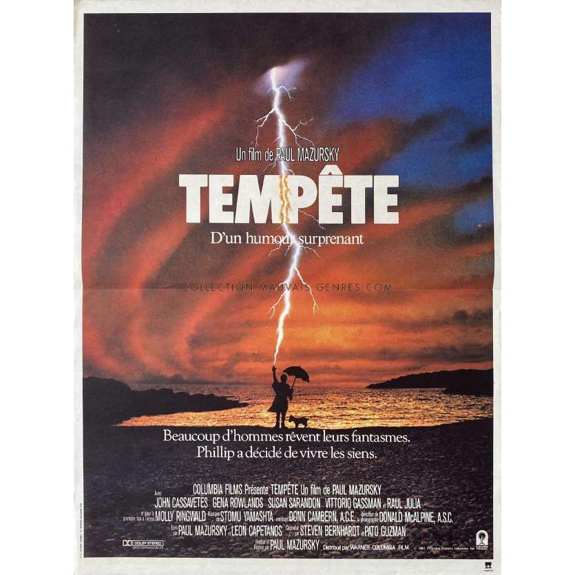 TEMPEST French Movie Poster- 15x21 in. - 1982 - Paul Mazursky, John Cassavetes