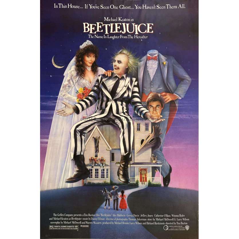 BEETLEJUICE French Movie Poster- 23x63 in. - 1988 - Tim Burton, Michael Keaton
