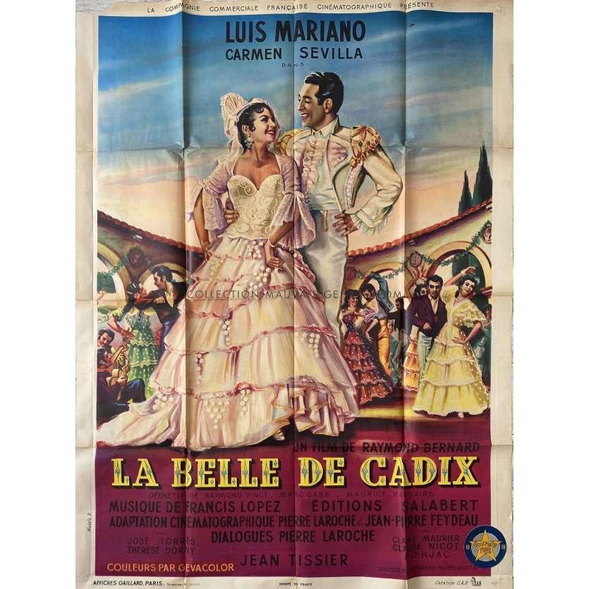 LA BELLE DE CADIX Affiche de film- 120x160 cm. - 1953 - Luis Mariano, Raymond Bernard