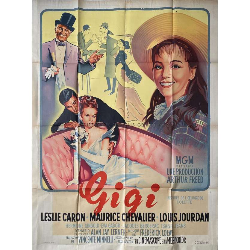 GIGI French Movie Poster- 47x63 in. - 1958 - Vincente Minnelli, Leslie Caron