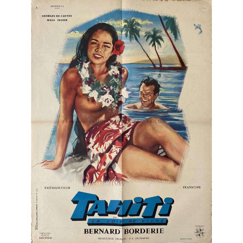 TAHITI OU LA JOIE DE VIVRE Affiche de film- 60x80 cm. - 1957 - Georges de Caunes, Bernard Borderie