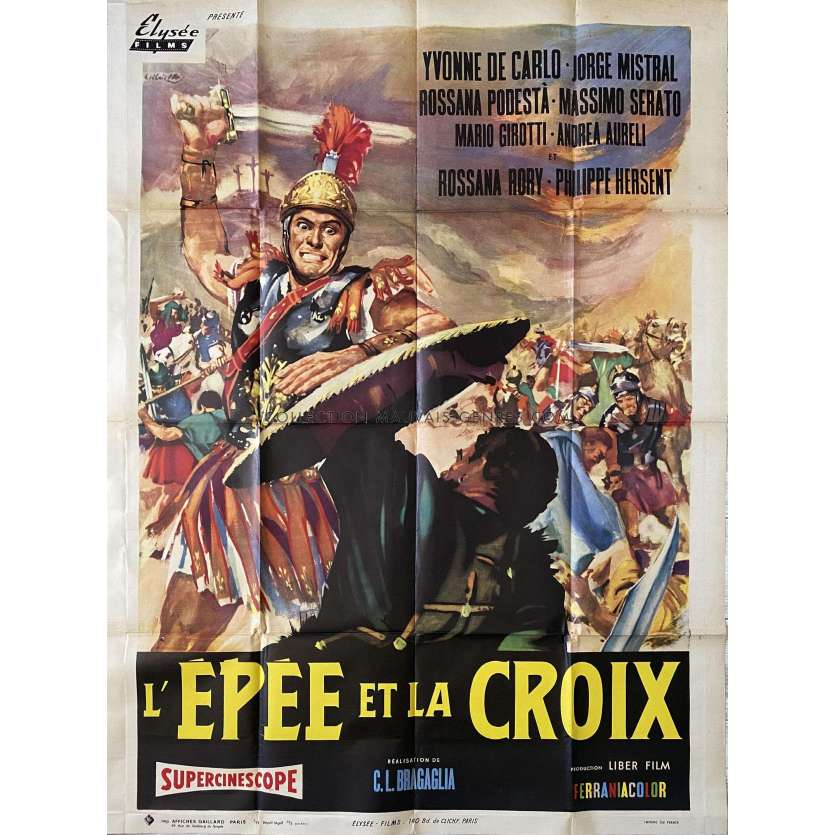 L'EPEE ET LA CROIX Affiche de film- 120x160 cm. - 1958 - Yvonne De Carlo, Carlo Ludovico Bragaglia