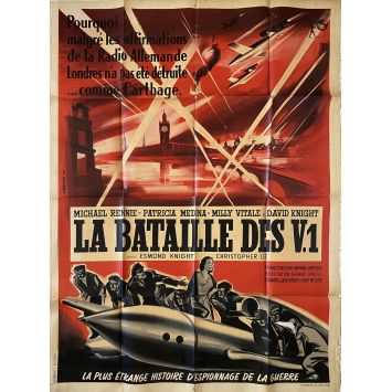 LA BATAILLE DES V1 Affiche de film- 120x160 cm. - 1958 - Christopher Lee, Vernon Sewell