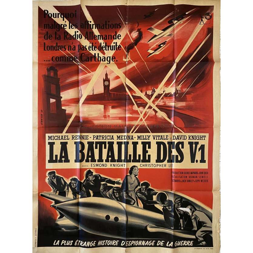 LA BATAILLE DES V1 Affiche de film- 120x160 cm. - 1958 - Christopher Lee, Vernon Sewell