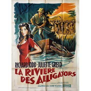 LA RIVIERE DES ALLIGATORS Affiche de film- 120x160 cm. - 1958 - Richard Todd, Vincent Sherman