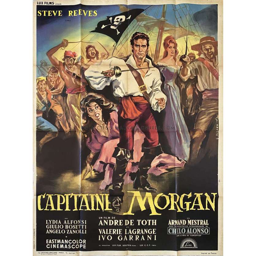 MORGAN THE PIRATE French Movie Poster- 47x63 in. - 1960 - André De Toth, Steve Reeves
