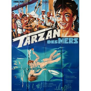 LE TARZAN DES MERS Affiche de film- 120x160 cm. - 1962 - Vladimir Korenev, Vladimir Chebotaryov