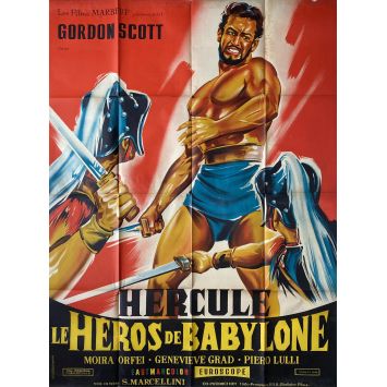 THE BEAST OF BABYLON AGAINST THE SON OF HERCULES French Movie Poster- 47x63 in. - 1963 - Siro Marcellini, Gordon Scott