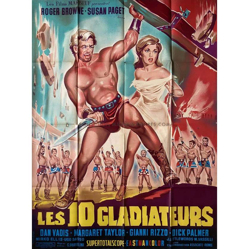 LES 10 GLADIATEURS Affiche de film- 120x160 cm. - 1963 - Roger Browne, Gianfranco Parolini