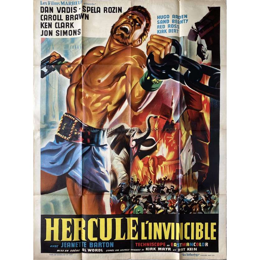 HERCULES THE INVINCIBLE French Movie Poster- 47x63 in. - 1964 - Alvaro Mancori, Dan Vadis