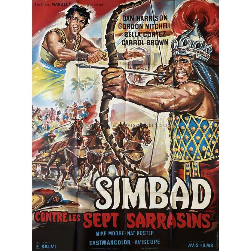 SIMBAD CONTRO I SETTE SARACENI French Movie Poster- 47x63 in. - 1964 - Emimmo Salvi, Gordon Mitchell
