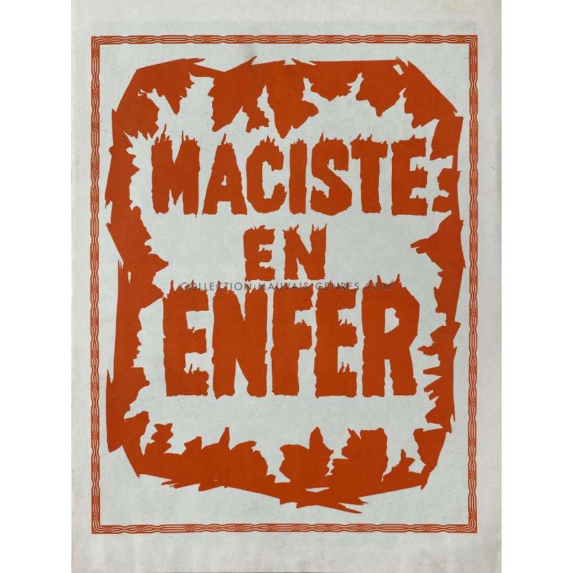 MACISTE EN ENFER Synopsis 4 pages. - 21x30 cm. - 1962 - Kirk Morris, Riccardo Fredda