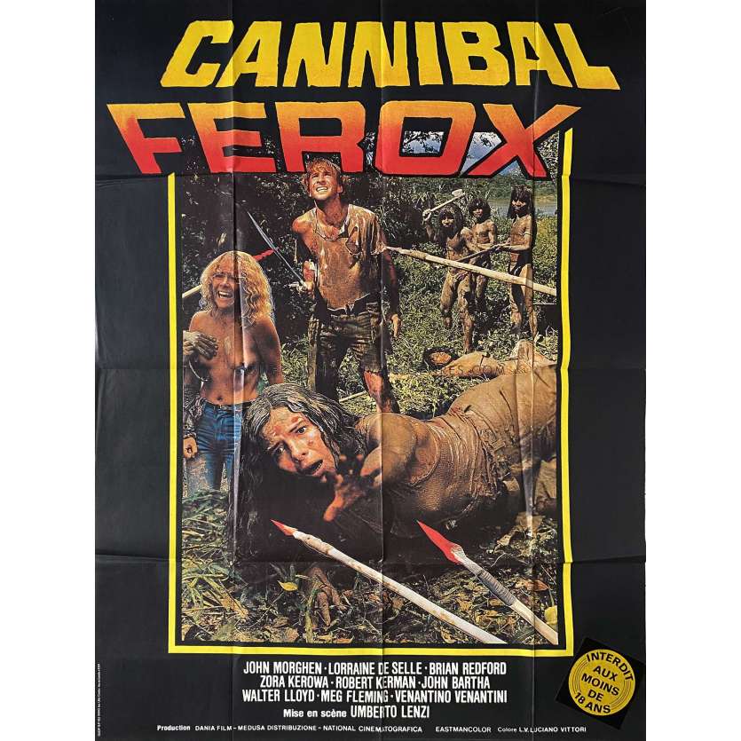 CANNIBAL FEROX French Movie Poster- 47x63 in. - 1981 - Umberto Lenzi, Giovanni Lombardo Radice