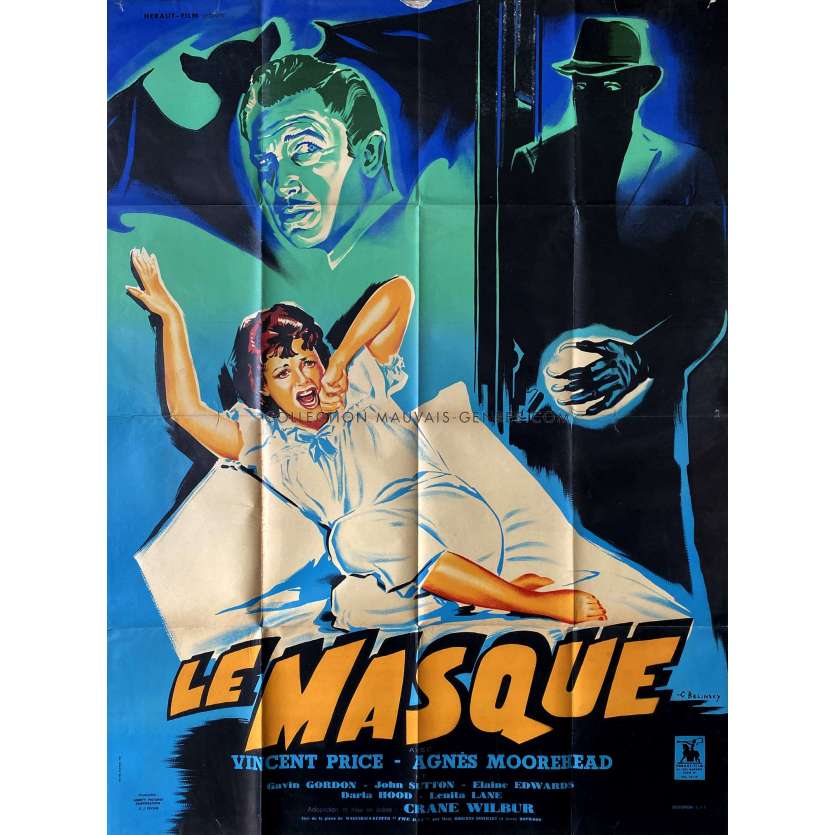 LE MASQUE Affiche de cinéma- 120x160 cm. - 1959 - Vincent Price, Crane Wilbur