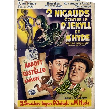 ABBOT AND COSTELLO MEET DR JEKYLL AND MR HYDE Belgian Movie Poster- 14x21 in. - 1953 - Charles Lamont, Abbott - Costello
