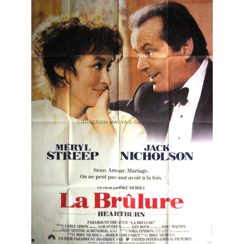 LA BRULURE Affiche de film 120x160 - 1986 - Meryl Streep, Jack Nicholson