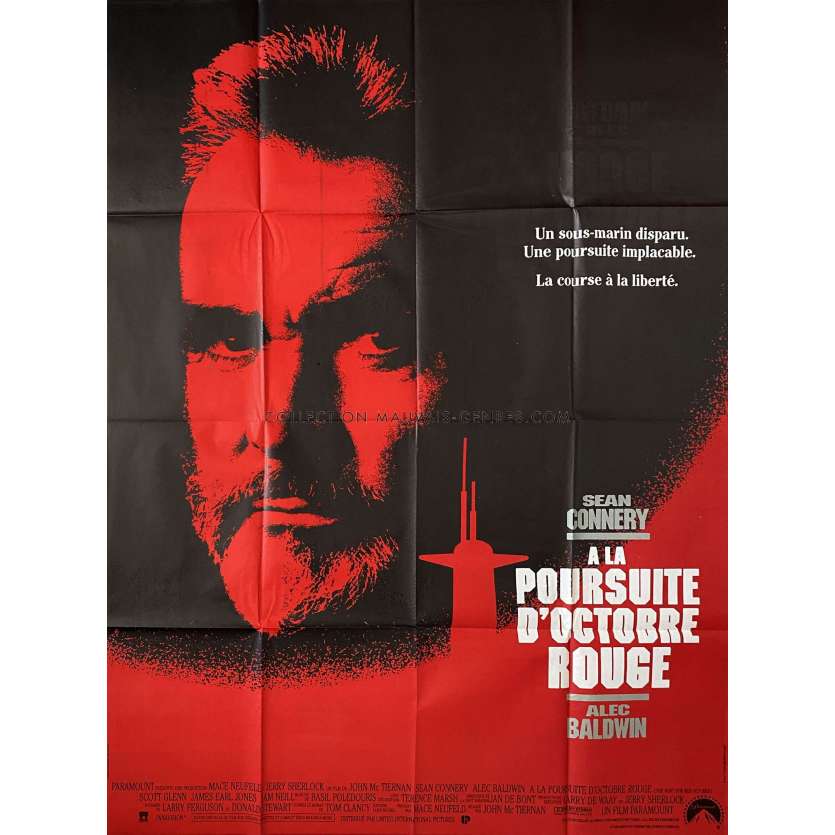 A LA POURSUITE D'OCTOBRE ROUGE Affiche de film- 120x160 cm. - 1990 - Sean Connery, John McTiernan