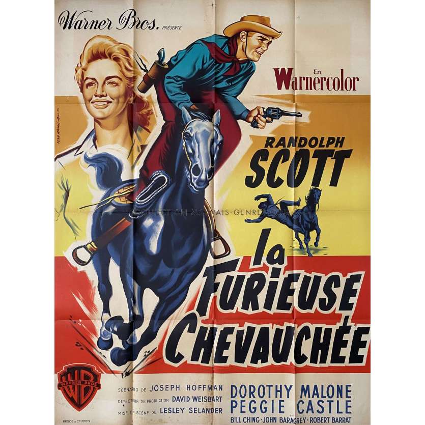 LA FURIEUSE CHEVAUCHEE Affiche de cinéma- 120x160 cm. - 1955 - Randolph Scott, Lesley Selander